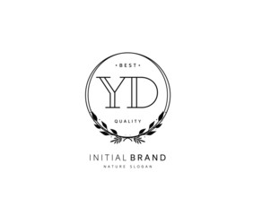 Y D YD Beauty vector initial logo, handwriting logo of initial signature, wedding, fashion, jewerly, boutique, floral and botanical with creative template for any company or business