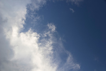 Clear Sunny weather. Blue sky with white clouds.