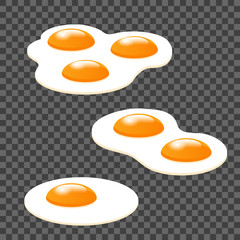 Egg set. Fried eggs on transparent background