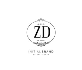 Fototapeta premium Z D ZD Beauty vector initial logo, handwriting logo of initial signature, wedding, fashion, jewerly, boutique, floral and botanical with creative template for any company or business