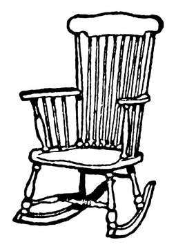 recommend clip art: Rocking chair, vintage illustration