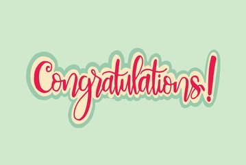 Congratulations calligraphy. Hand written text. Lettering. Calligraphic banner