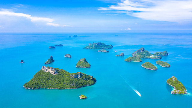 Aerial view Ang Thong National Marine Park at Ko Samui, Smui, Suratthani, Thailand.