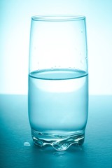 Glass half empty or glass half full. Psychology or motivational concept