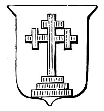 Cross Crosslet on Grieces have crosses are sometimes placed, vintage engraving.