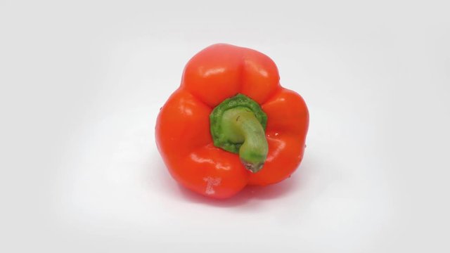 Red bell pepper (paprika) 360 degree spin, isolated
