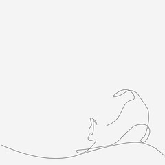 Cat playing, cute animal line draw vector illustration