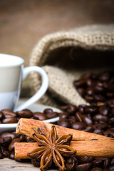 sternanis mit zimtstange und kaffeebohnen