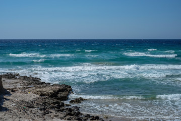 Fototapeta na wymiar Beautiful Shorline, Mediterranean Sea and beautiful Sandy beaches in Europe