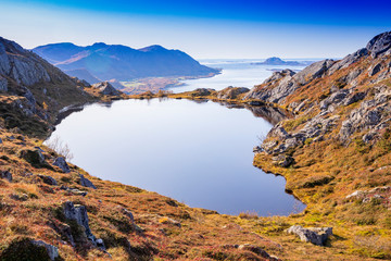 Mountain lake at Kjølsfjellet in Nordland county