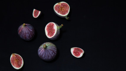 Ripe figs on a dark background