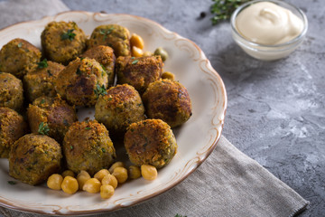 Chickpea Falafel with thyme on a plate