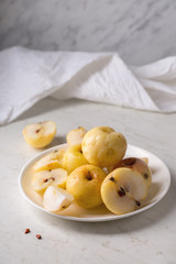 soaked apples on a plate