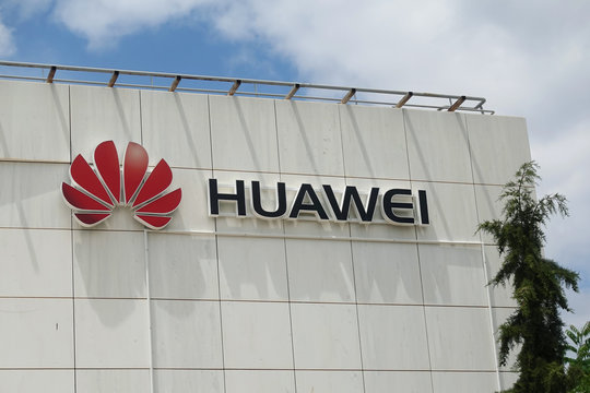 Huawei Company Logo On Building Exterior