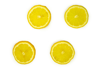 Lemon slices as pattern isolated on white background