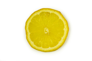 slice of lemon on a white background close-up