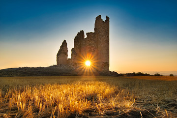 Sunset in Caudilla Castle. Toledo, Spain - obrazy, fototapety, plakaty