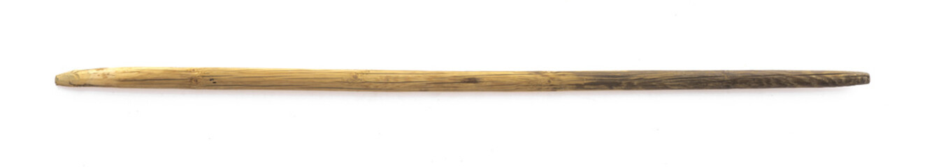 old wooden stick for walking on a white background