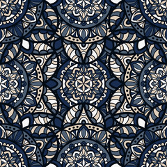 Mandala vector seamless pattern background. Tribal ornament.
