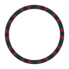 Round frame vector vintage pattern design template. Circle border designs plaid fabric texture. Scottish tartan background for collage art, gif card, handmade crafts.