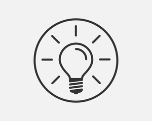 Light bulb icon vector. Llightbulb idea logo concept. Lamp electricity icons web design element. Led lights isolated silhouette.