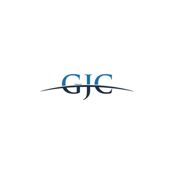 Initial letter GJC, overlapping movement swoosh horizon logo company design inspiration in blue and gray color vector