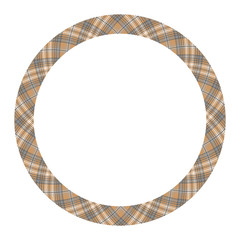 Circle borders and frames vector. Round border pattern geometric vintage frame design. Scottish tartan plaid fabric texture. Template for gift card, collage, scrapbook or photo album and portrait..