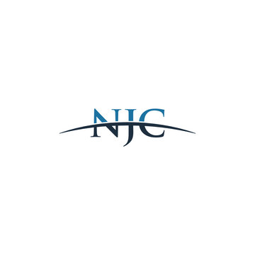 Initial letter NJC, overlapping movement swoosh horizon logo company design inspiration in blue and gray color vector