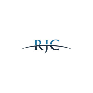Initial letter RJC, overlapping movement swoosh horizon logo company design inspiration in blue and gray color vector