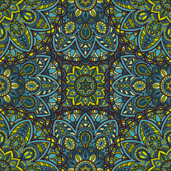 Mandala vector seamless pattern background. Tribal ornament.
