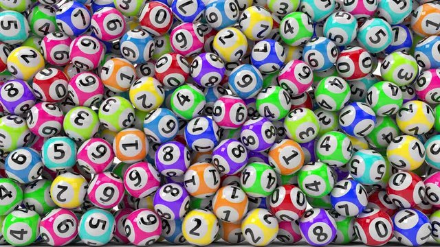 lotery balls filling screen, 3d animation in 4k resolution. lottery balls on white background.