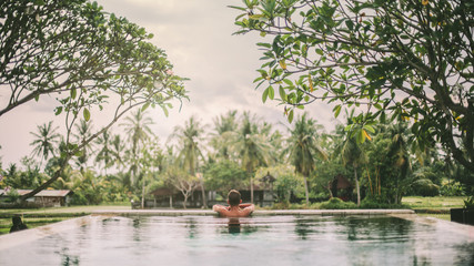 Infinity pool with a view on rice terrace, Ubud, Bali