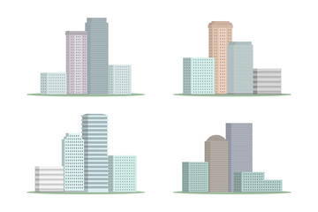 Skyscrapers. Set of high-rise buildings. Cartoon style. Vector.