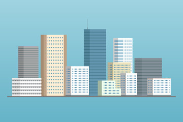 High-rise building. Cartoon style. Vector illustration.