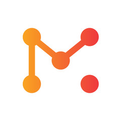 Simple letter M logo design template, abstract dot connection concept- Vector
