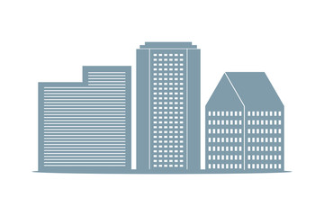 Multi-storey buildings on white background. Vector.