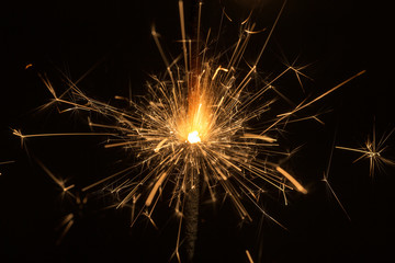 sparks on black background close up