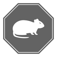 RAT silhouette in gray octagon. STOP RODENTS sign. Vector.