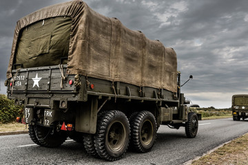 military vehicle of the second world war in close up