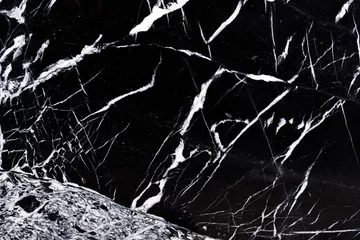 Foto op Plexiglas Nieuwe natuurlijke marmeren achtergrond in zwarte en witte kleuren voor nieuw interieur. © Dmytro Synelnychenko