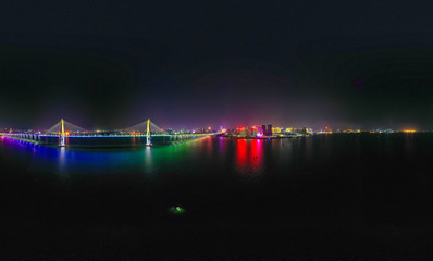 Night view of Zhanjiang Bay Bridge, Guangdong Province