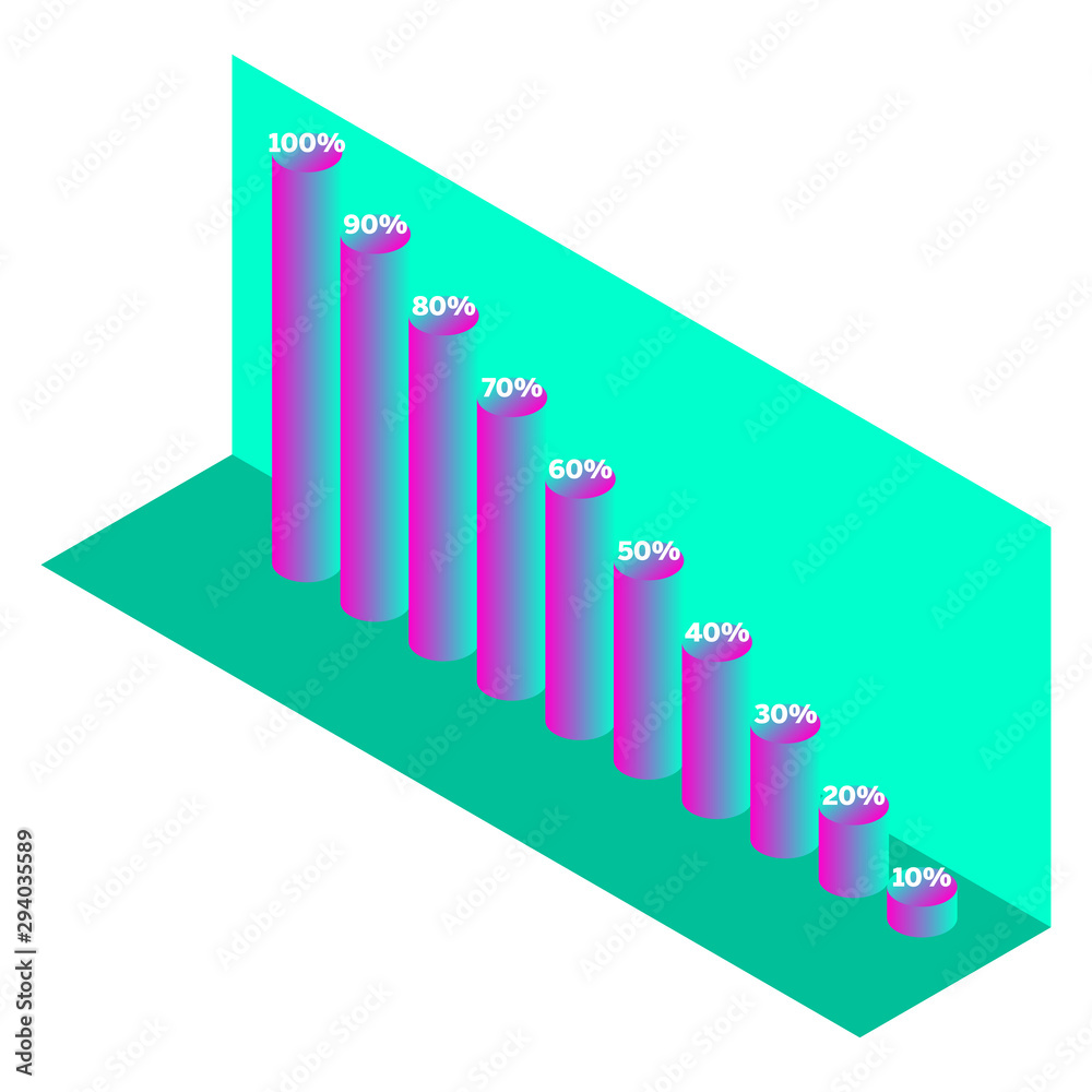 Aufkleber Infographic template chart. Vector infographic. Presentation design. Template design element. Business concept. Decoration element. 3d neon. Digital marketing concept. Isometric infochart, diagram.