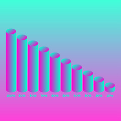 Infographic template chart. Vector infographic. Presentation design. Template design element. Business concept. Decoration element. 3d neon. Digital marketing concept. Isometric infochart, diagram.