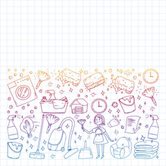 Cleaning services company vector pattern, squared notebook