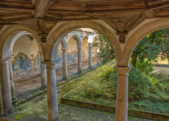 Fototapeta na wymiar Cloister View With Tiles, Tibaes Monastery, Portugal