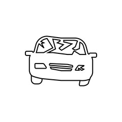 Car Crash Icon. Vector black icon isolated on white background.