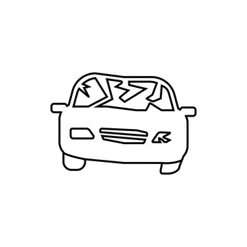 Car Crash Icon. Vector black icon isolated on white background.