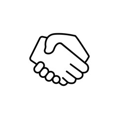 vector modern flat design linear icon of handshake gesture | black thin line pictogram isolated on white background