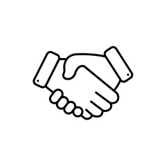 modern flat design linear icon of handshake gesture | black thin line pictogram isolated on white background. simple vector icon