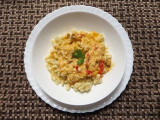 Pasta with sour cream sauce